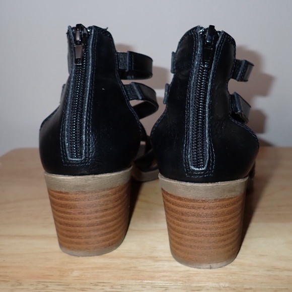 Maurices Womens Zipper Block Heel Ankle Strap Open Toe Sandals Black - Picture 4 of 11